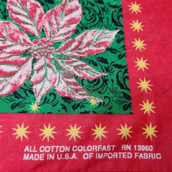 Vintage Christmas Bandana Hankie Lot of 3 USA Made Square 21" Santa Claus - Picture 5 of 12